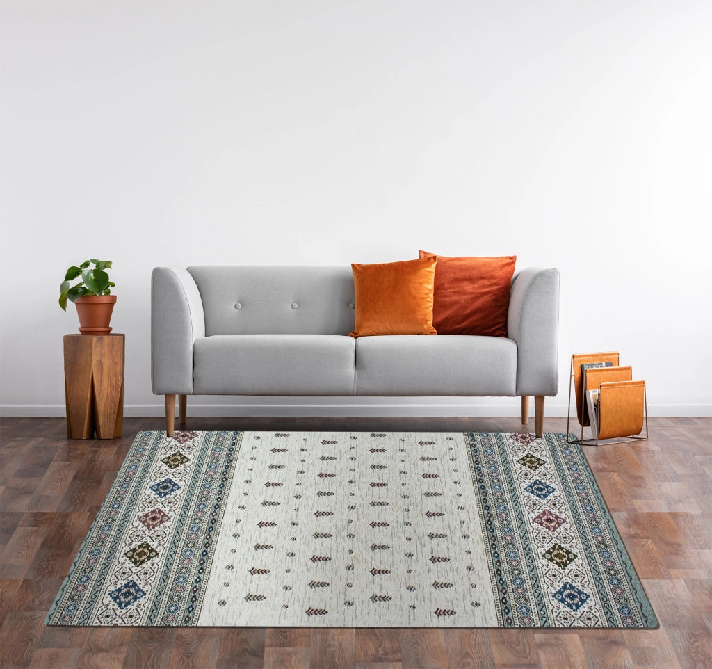 Tappeto Arredo Moderno Morbido in Ciniglia Ingresso Antiscivolo Prodotto Italiano  Soggiorno Camera Salotto Disegni Piazzati Cotone Varie Misure Grande Loom/Verde - 80x150 cm