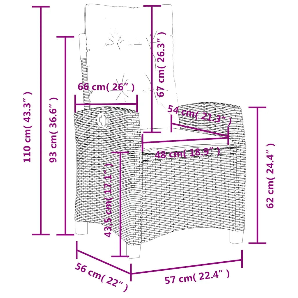 Set da Pranzo da Giardino 5 pz Nero con Cuscini in Polyrattan 3277386