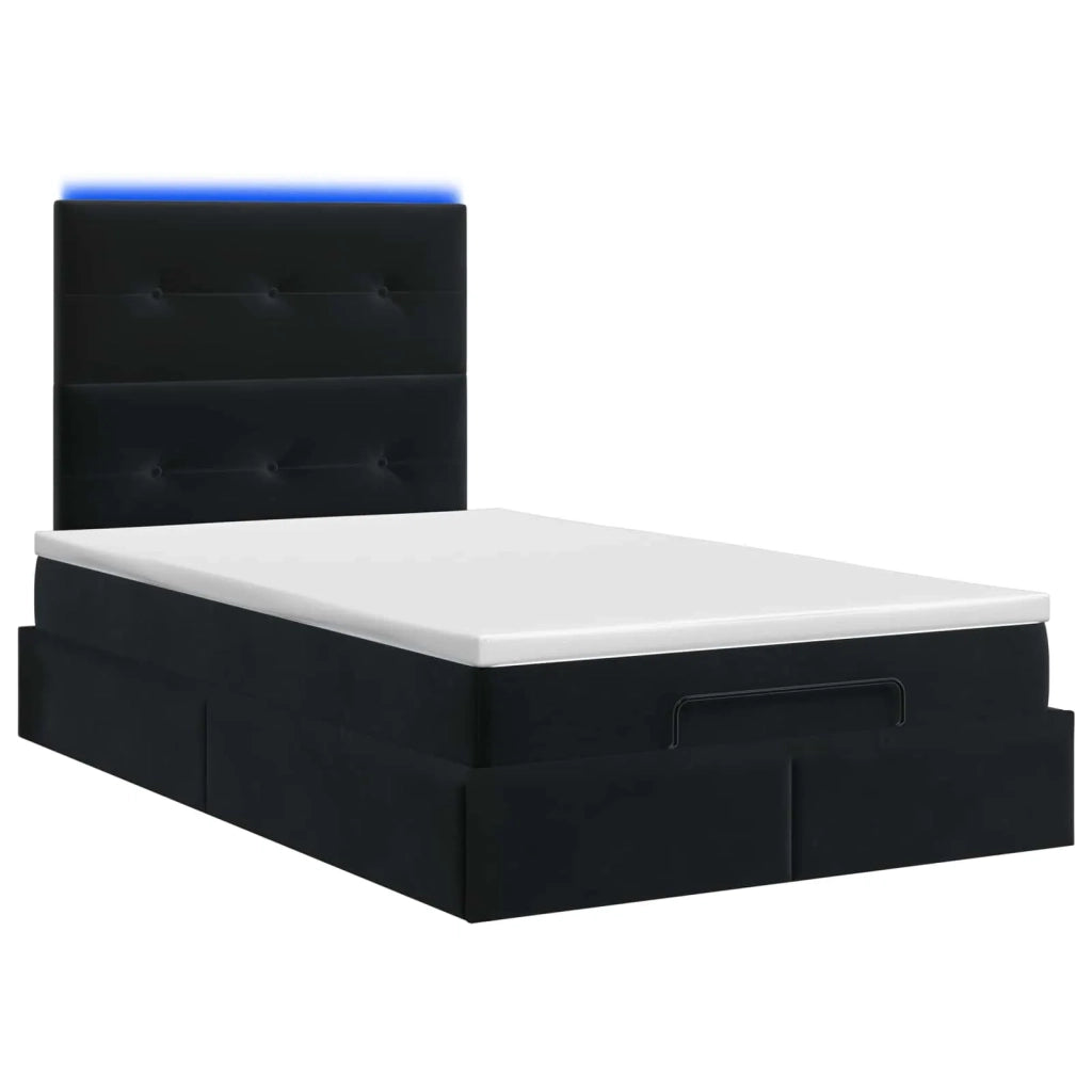 Letto Ottomano con Materasso e LED Nero 120 x 200 cm Velluto 3458297