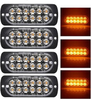 Fari LED Orangeni - 12V - 24V - 18 Patterni di luce - Fari di emergenza - Camion - Camioncistella - Autobus - Lavorare in sicurezza sulla strada - 4 pezzi