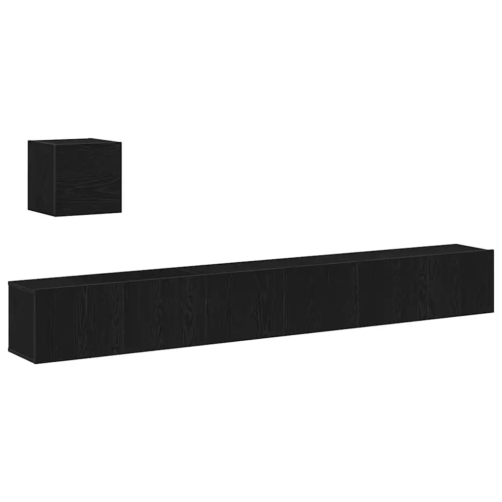 Set mobile TV Montaggio a parete-Credenza per TV Rovere Nero Legno multistrato 569406