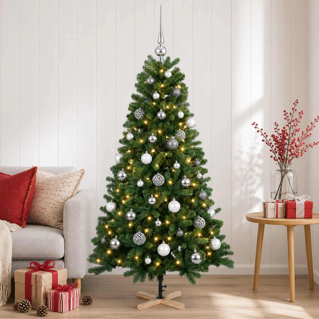 Albero di Natale artificiale con palline 150 cm 150 LED 3461401