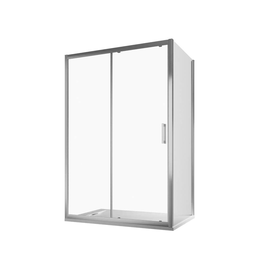 Box doccia cromato 130x80cm vetro 6mm trasparente apertura scorrevole h170cm | Sicily