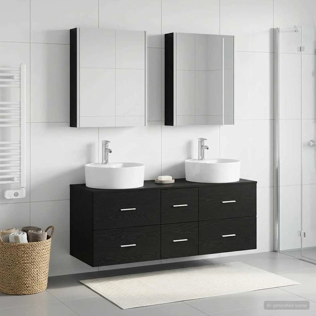 Set di mobili per il bagno 5 pz Rovere Nero 3406928