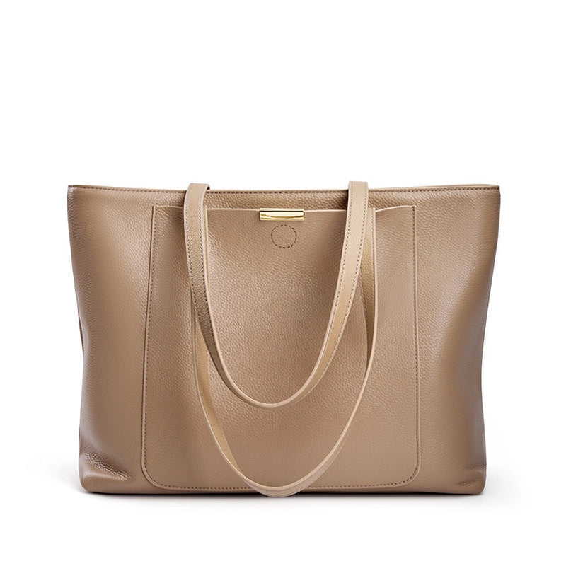 Borsa a mano da donna in vera pelle, modello a tracolla, borsa a spalla, borsa a tracolla, borsa tote color crema