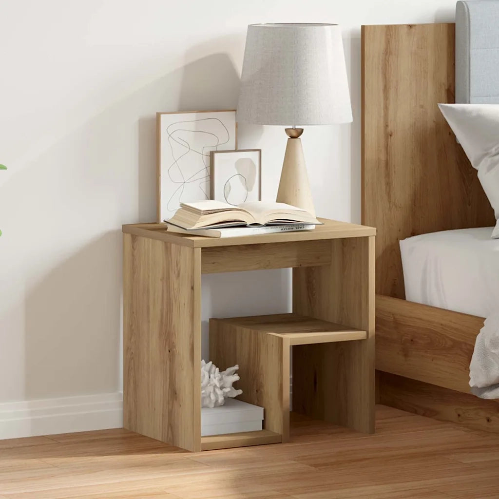 Comodino | Armadio da Notte | Mobiletto da notte Rovere Artigianale 40x30x40 cm in Legno Multistrato