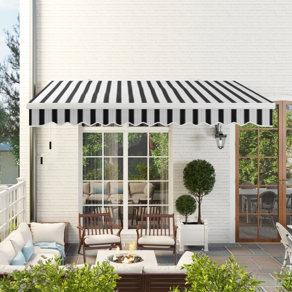 Tenda da sole a cassonetto manuale con manovella da 1.5 m telaio in alluminio bianca per finestre porte e terrazze