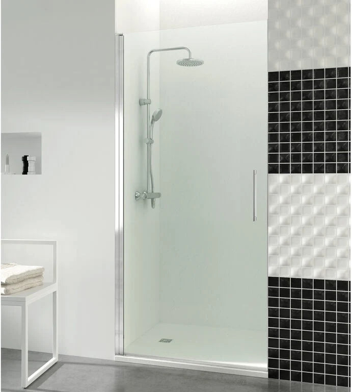 Box doccia frontale OPEN porta battente 80 cm (80,1-81,6) nero opaco vetro trasparente