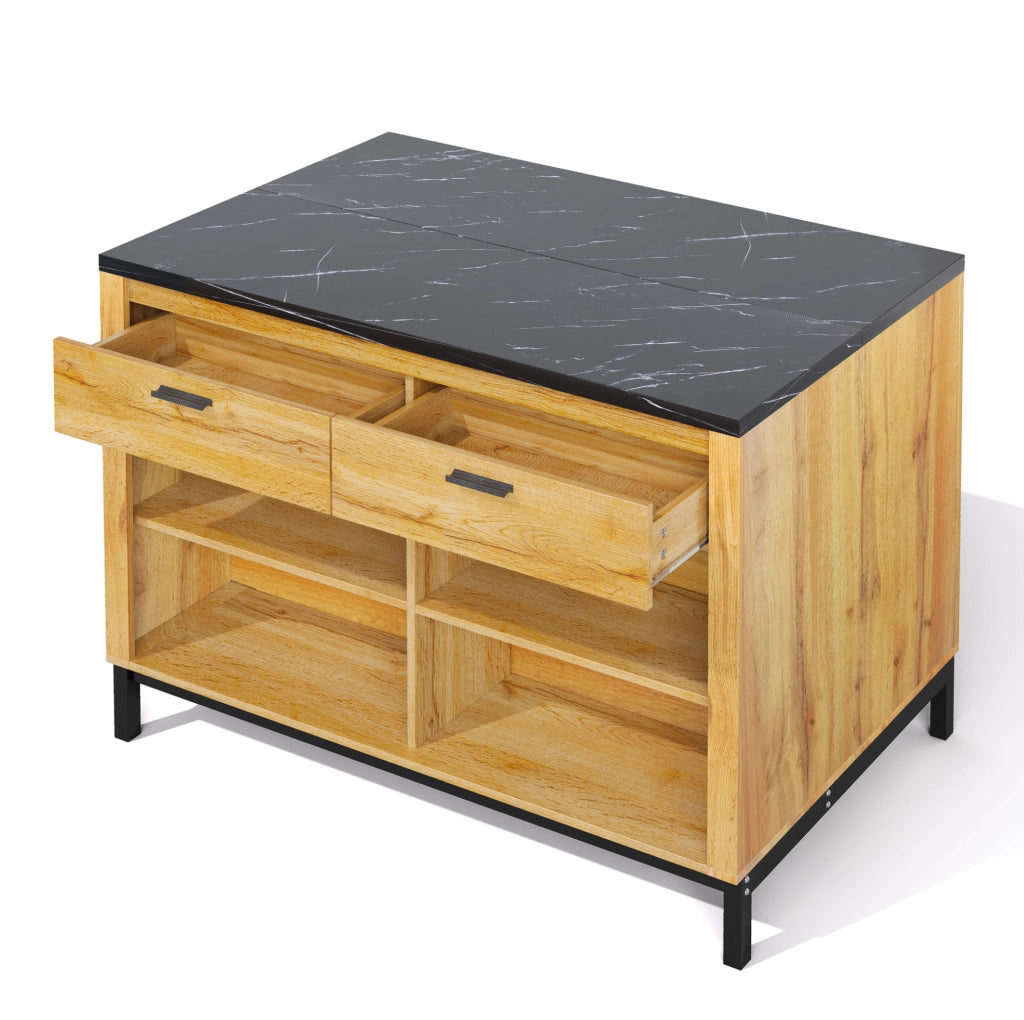 Isola da cucina 120 x 75 x 90 cm stile country in MDF nero e naturale