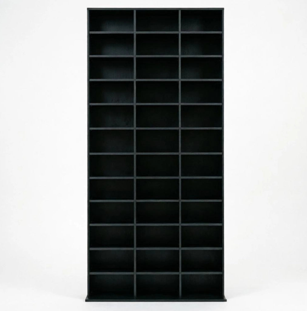 Mobile porta CD e DVD 102x23,5x195 cm nero in MDF, ripiani regolabili