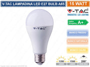 V-TAC VT-2015 LAMPADINA LED E27 15W BULB A65 - Colore Luce:Bianco Caldo