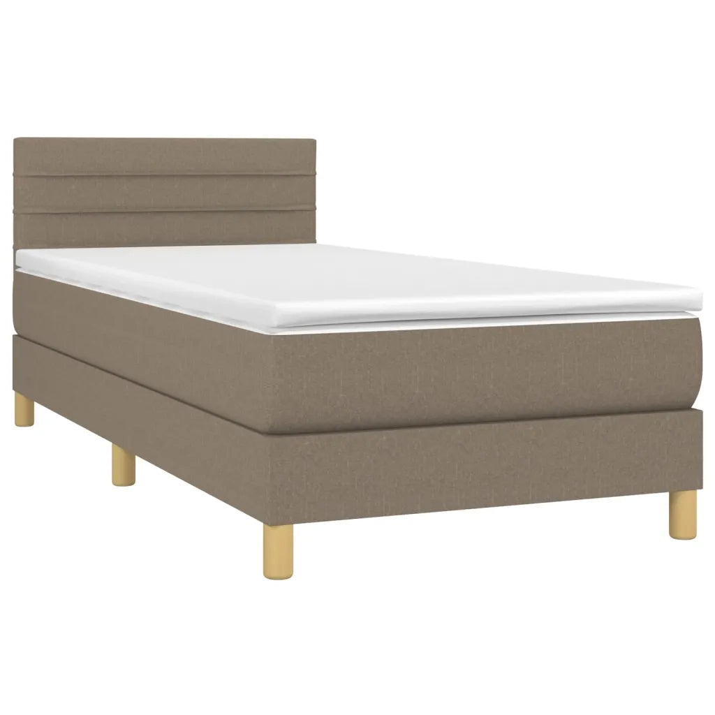 Letto singolo | Letto per adulti | Letto a Molle con Materasso e LED Tortora 80x200 cm in Tessuto