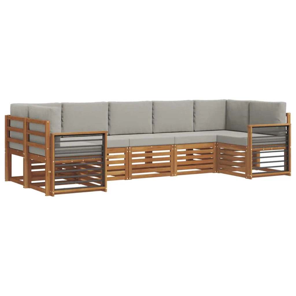 Set divano sezionale con cuscino 7 pcs Grigio Naturale e Chiaro 3375421