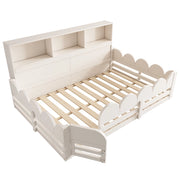 Letto per bambini 140 × 190 cm con barriera; porta e 3 ripiani; senza materasso; in legno; bianco