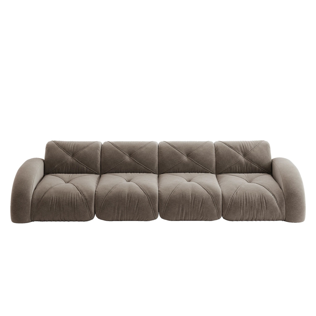 Divano Modulare 4 Posti in Tessuto Chenille ¨C MINIMAL ¨C Marrone, Braccioli, Soggiorno