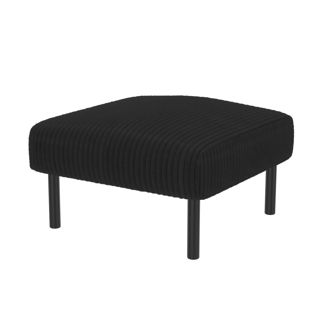 POUF 56x51x39 cm in corduroy nero con struttura in metallo