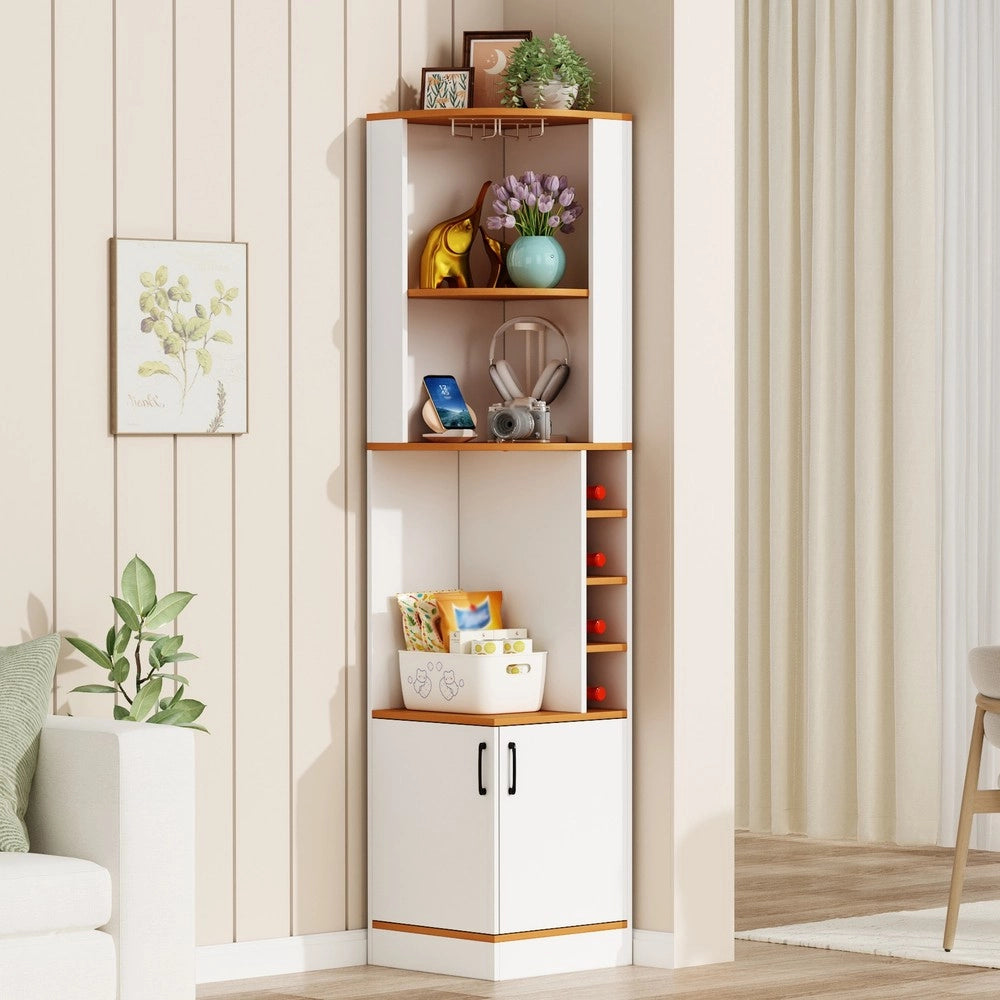 Mobile angolare per vino ¨C Minimal ¨C Bianco, legno, 40x40x182cm