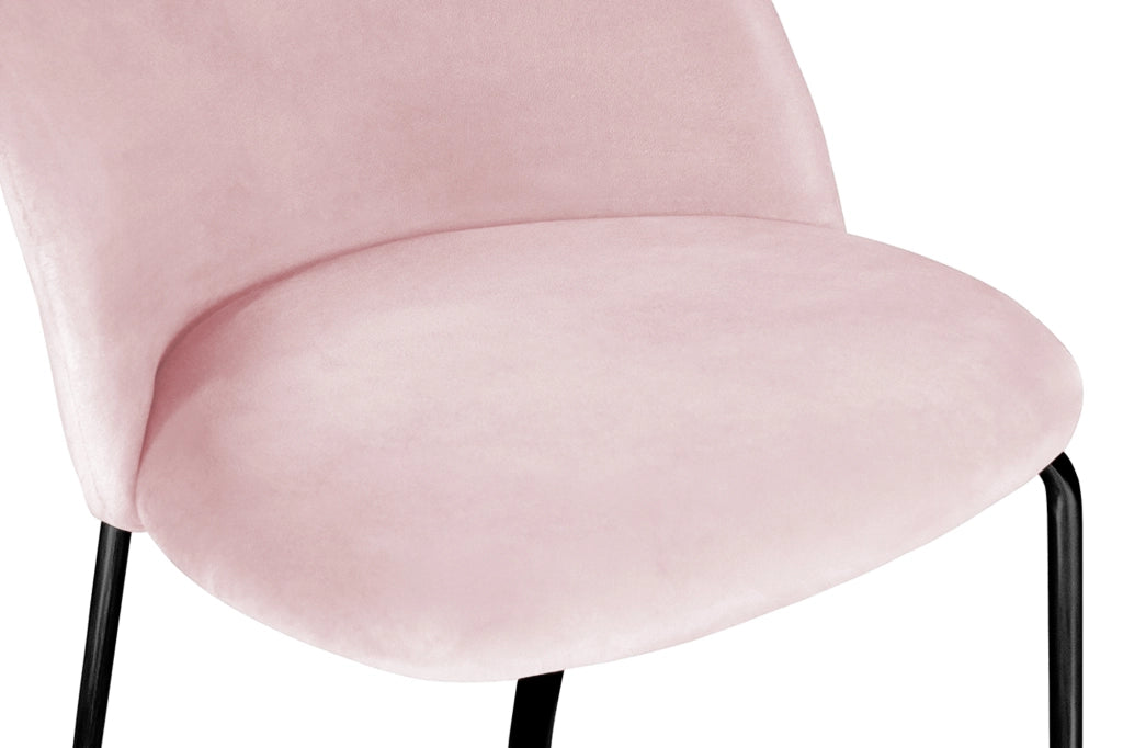 Set di 2 sedie da pranzo imbottite in velluto rosa piede nero – Nicole - SD19NIPN