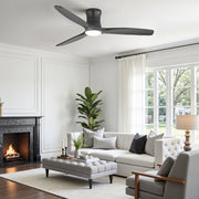 Ventilatore da soffitto 52 pollici con luce LED dimmerabile e telecomando nero opaco