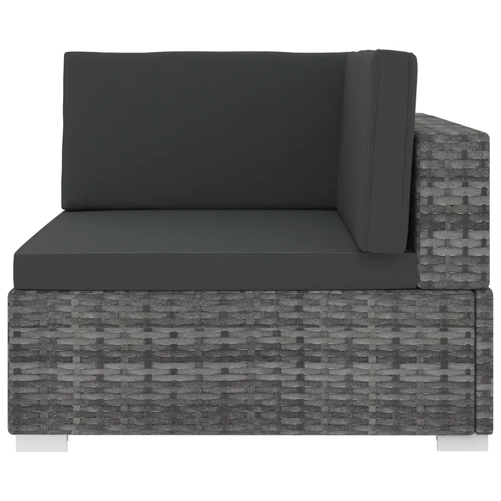 Seduta Angolare Modulare con Cuscini in Polyrattan Grigio 48294