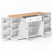 Buffet da cucina multifunzione 138 cm con cassetto, ante e ripiani regolabili, design moderno con sistema anti-ribaltamento