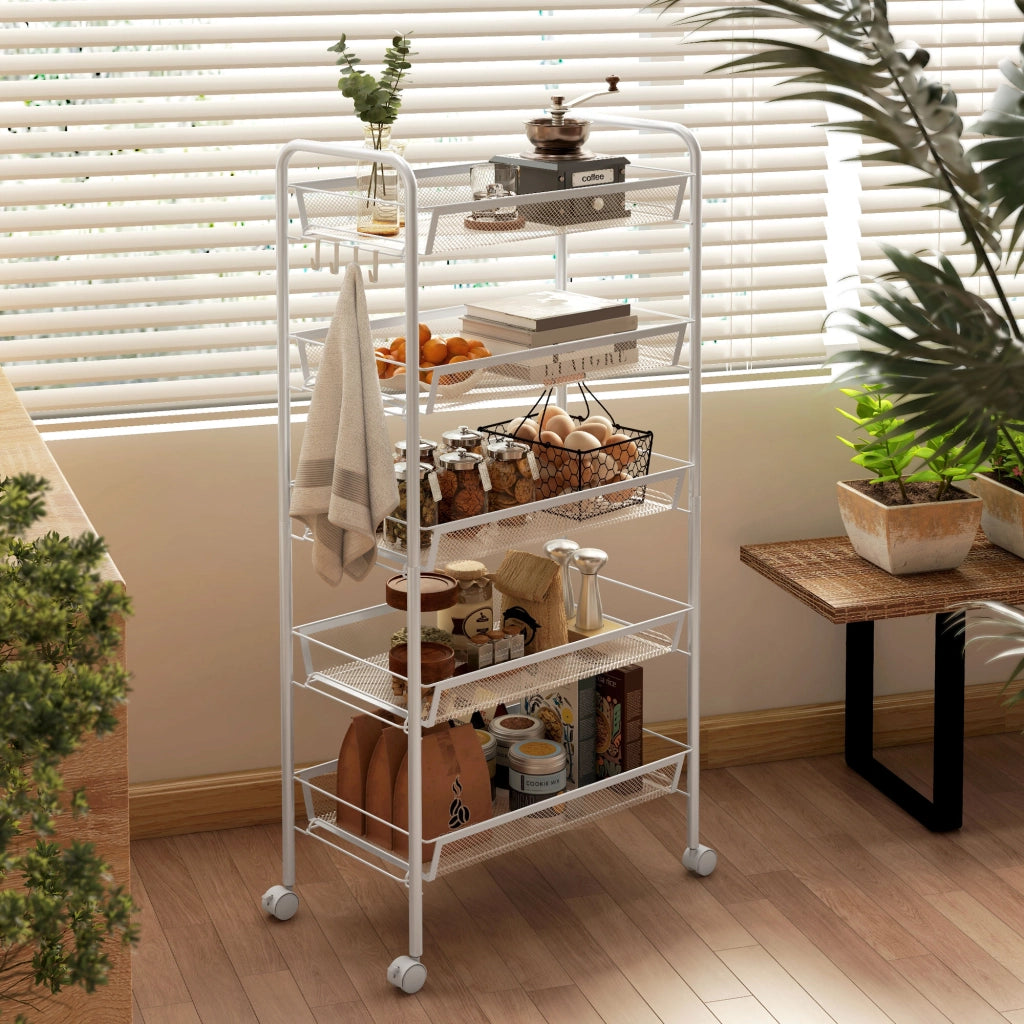 Carrello da Cucina a 5 Livelli ¨C Minimal ¨C Bianco 45x26.5x106cm