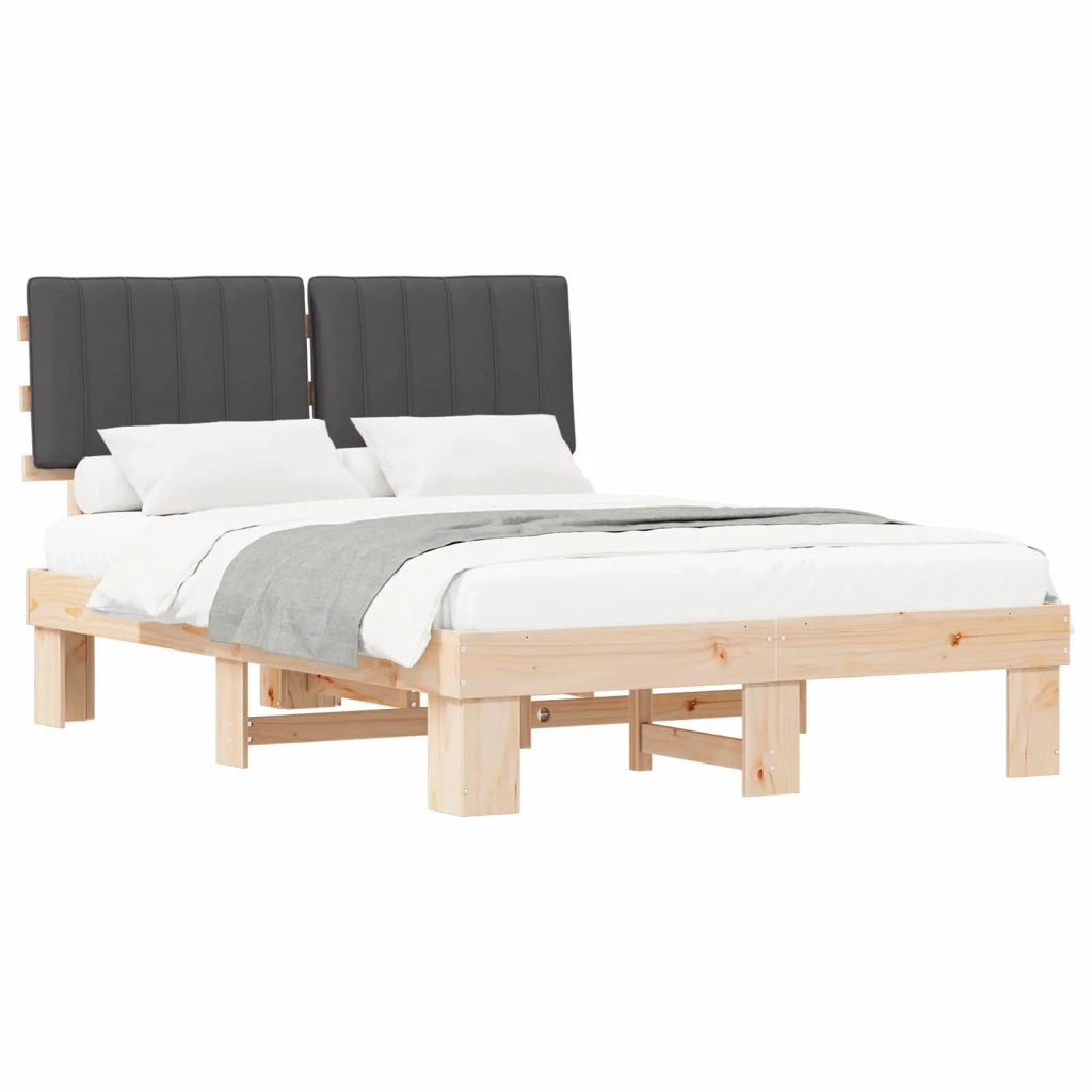 Letto con Testiera Rivestita Grigio scuro 135 x 190 cm