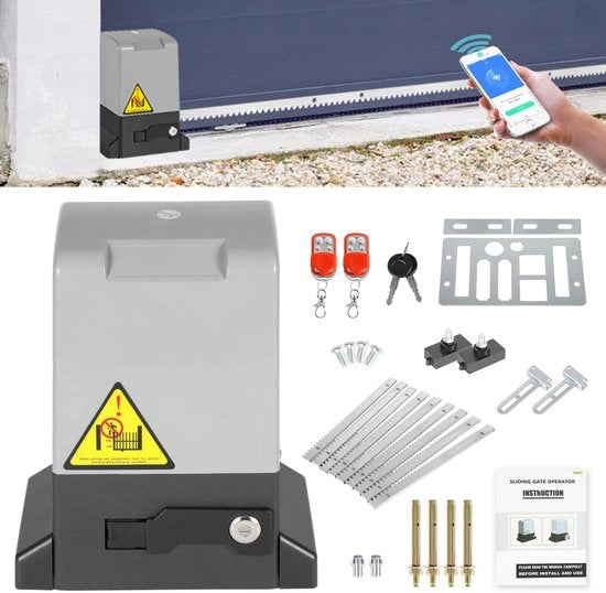 Apertura Porta Elettrica 550W - Porta Scorrevole Automatica - con Funzione APP Bluetooth - Apertura Garage & Apertura Elettronica per Porta e Cancello - max. 1200 kg
