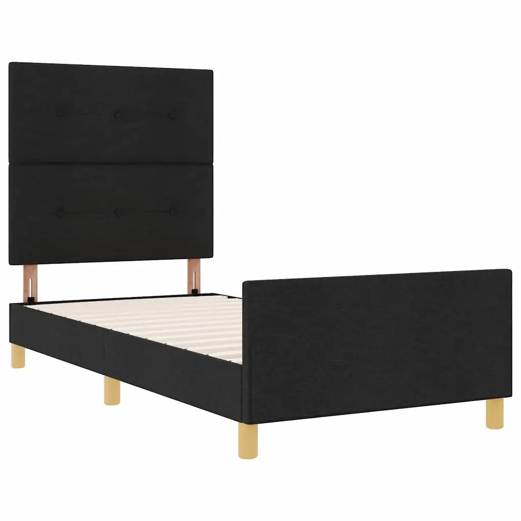 Struttura del letto con testiera Nero 80 x 200 cm Tessuto