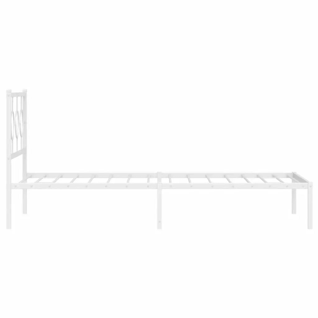 Letto singolo | Letto per adulti | Giroletto con Testiera e Pediera Metallo Bianco 107x203 cm