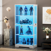 Vetrina in vetro 80x35x165 cm con LED e sensore di movimento bianca HOMVRA