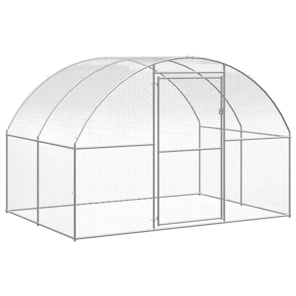 Pollaio/recinto/gabbia per polli da esterno 3 x 2 x 2 m acciaio zincato argento 02_0044004