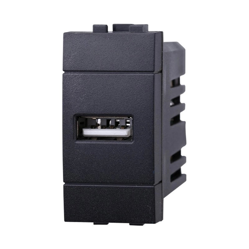 Modulo Presa Caricatore USB 5V 2,1A Colore Nero Compatibile Con Bticino Living International