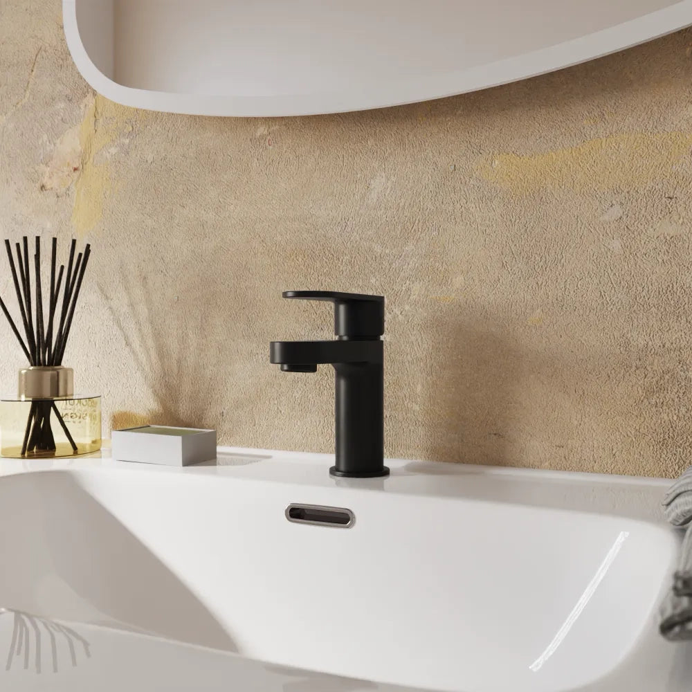 Coppia miscelatori lavabo 13cm e bidet nero opaco senza scarico | Margot