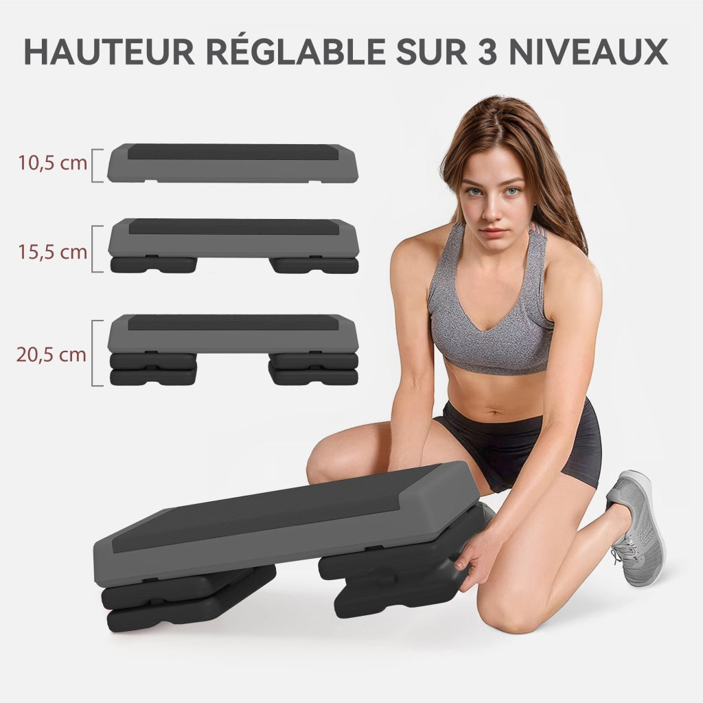 Stepper Fitness Aerobica 3 Livelli Regolabile ¨C Minimal ¨C Grigio 10.5/15.5/20.5 cm 250 kg