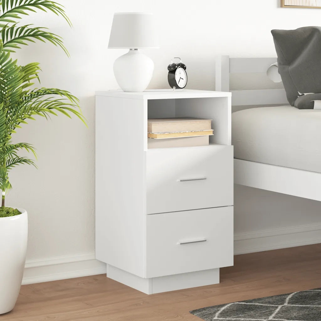 Comodino con 2 Cassetti Bianco 36x36x68 cm 858578
