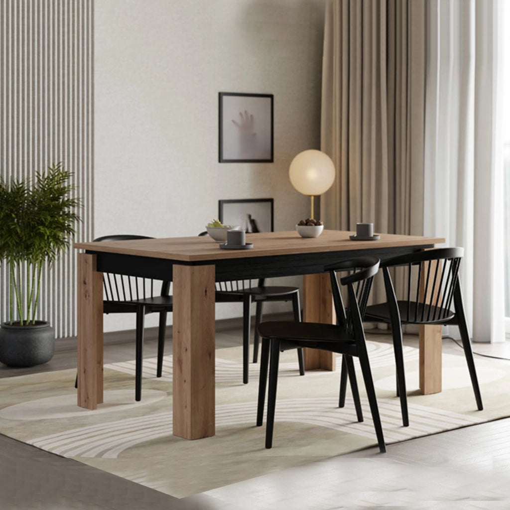 Ulass, Tavolo Fisso 8 Posti, 160x90x77h cm Marrone Rovere Nodi