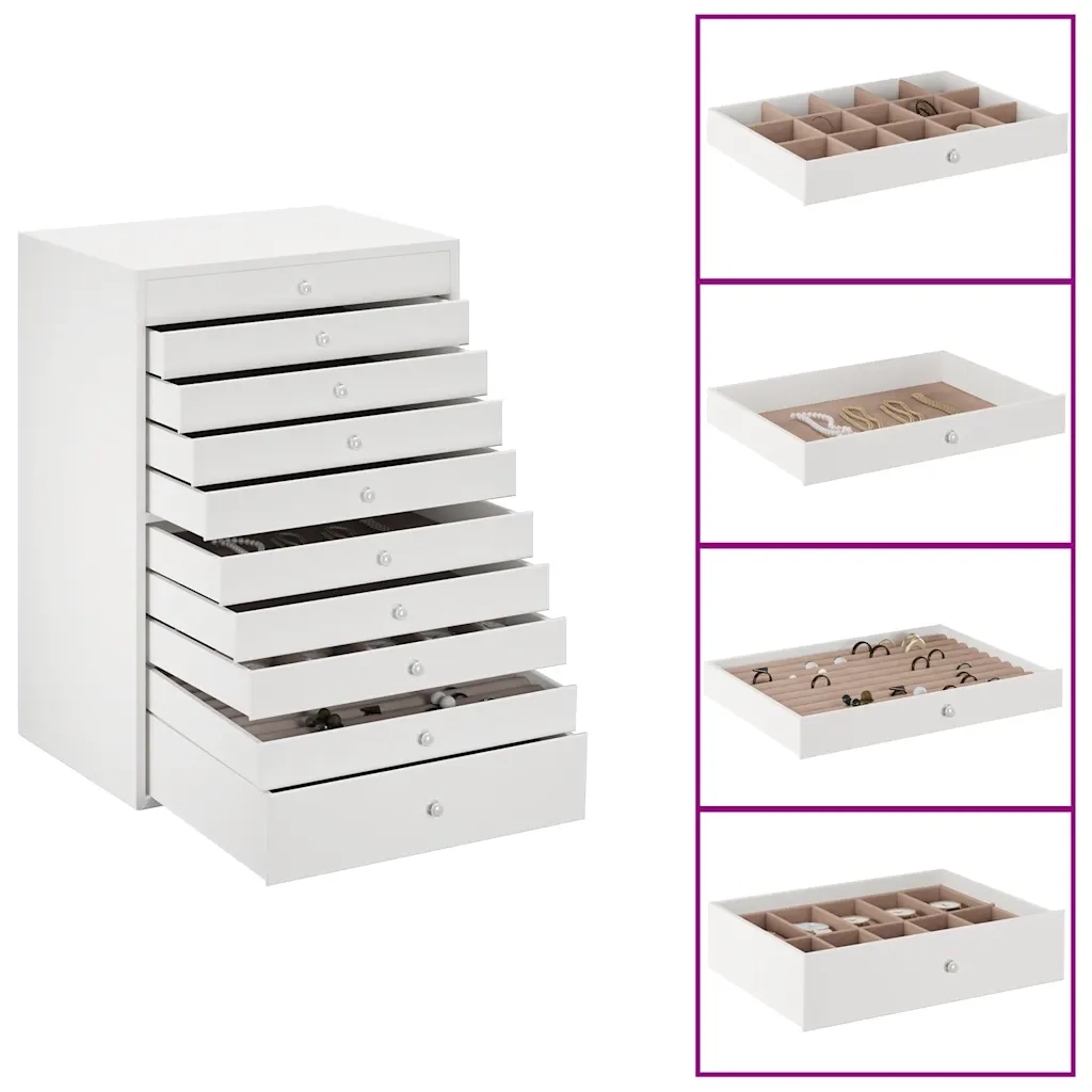 Portagioie a 10 ripiani con porta orologi bianco 29x20,5x40,5 cm 4103566