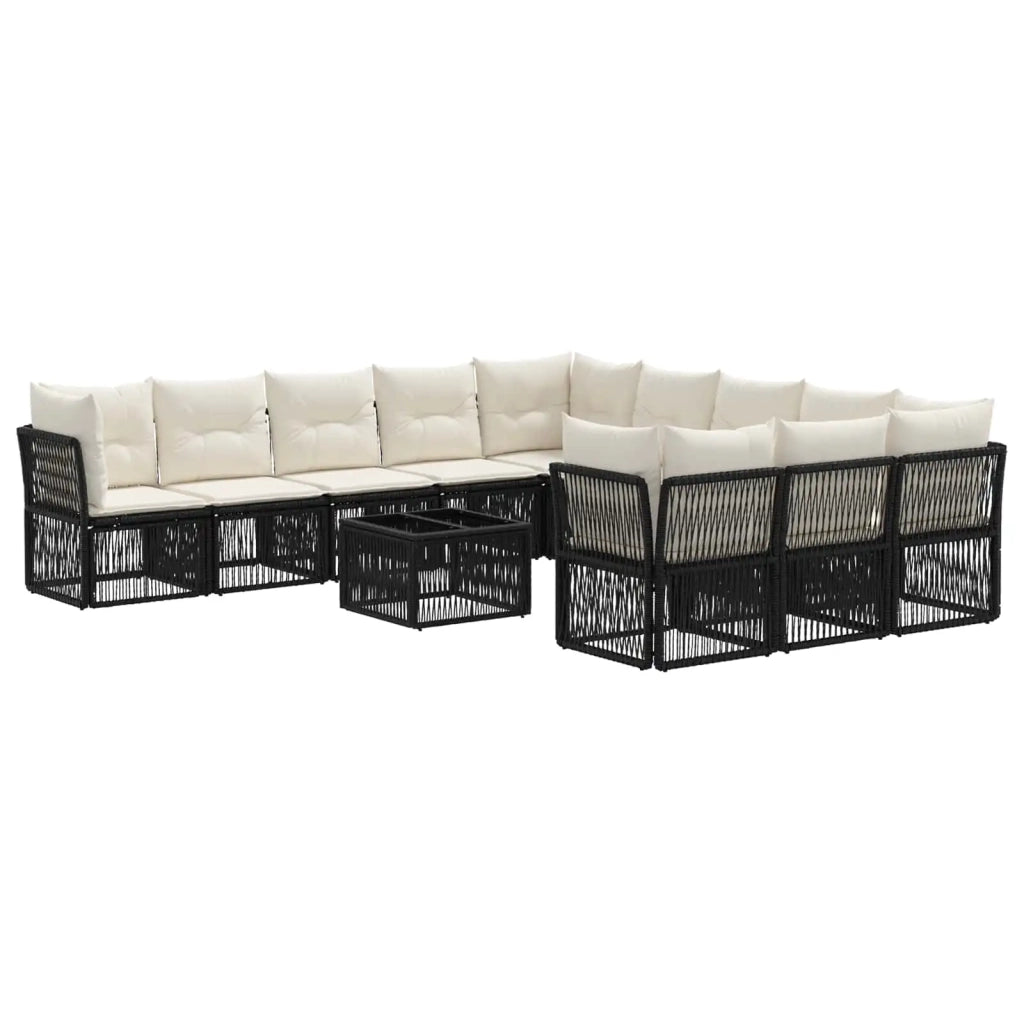 Set Divano da Giardino 12 pz Nero polyrattan 3434395