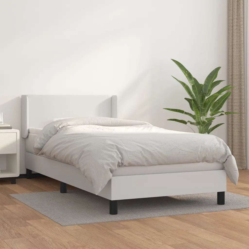 Giroletto a Molle con Materasso-Struttura Letto Bianco 90x190 cm in Similpelle 499990