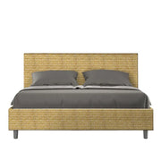 Letto matrimoniale con rete imbottito 160x200 tessuto Aragona 3 giallo Adele