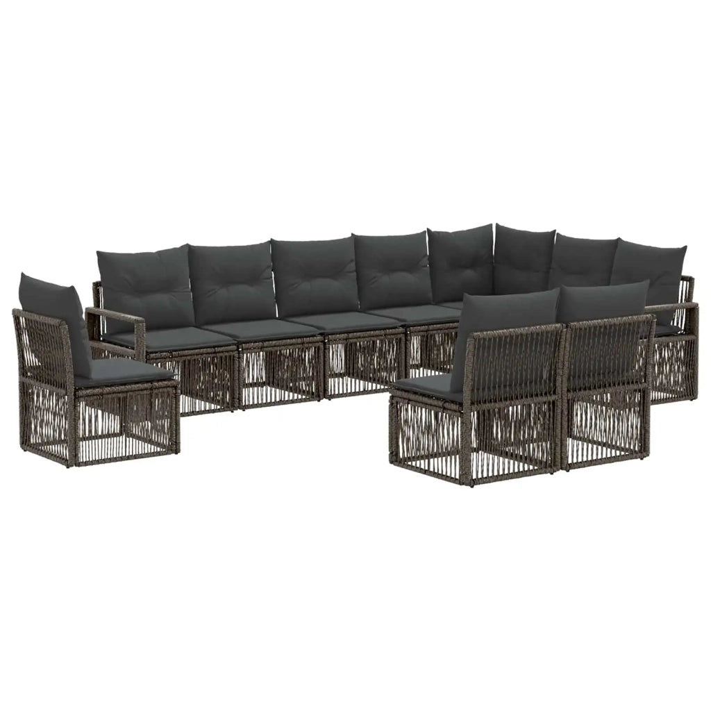 Set Divano da Giardino 10 pz Grigio polyrattan 3435740