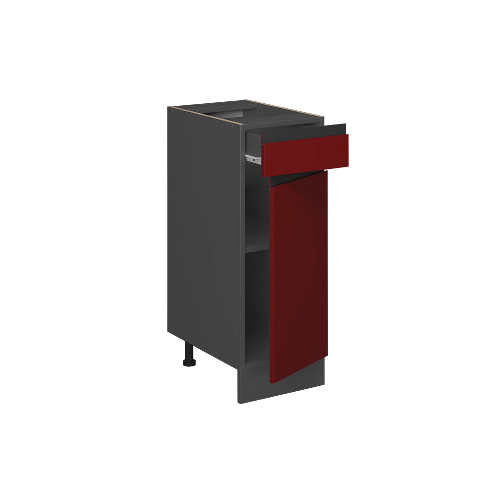 Mobiletto base per cucina R-Line Rosso/Antracite 30 cm J-Shape, PL Rovere Vicco