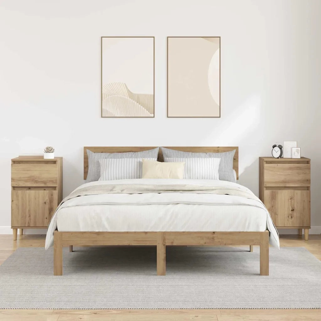 Set di 2 Comodini | Armadio da Notte | Mobiletto da notte Rovere artigianale 40 x 35 x 70 cm