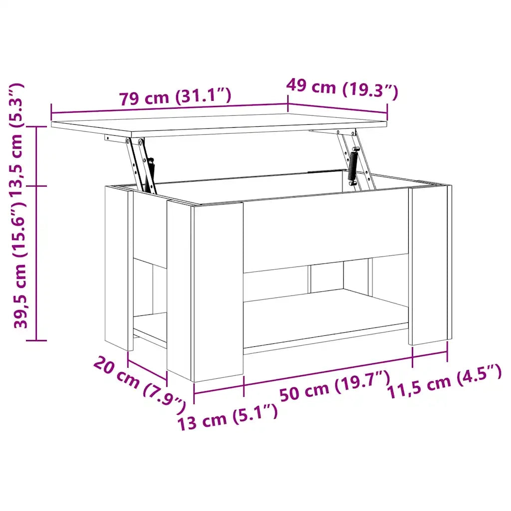 Tavolino Salotto Bianco Lucido 79x49x41 cm in Legno Multistrato 809716