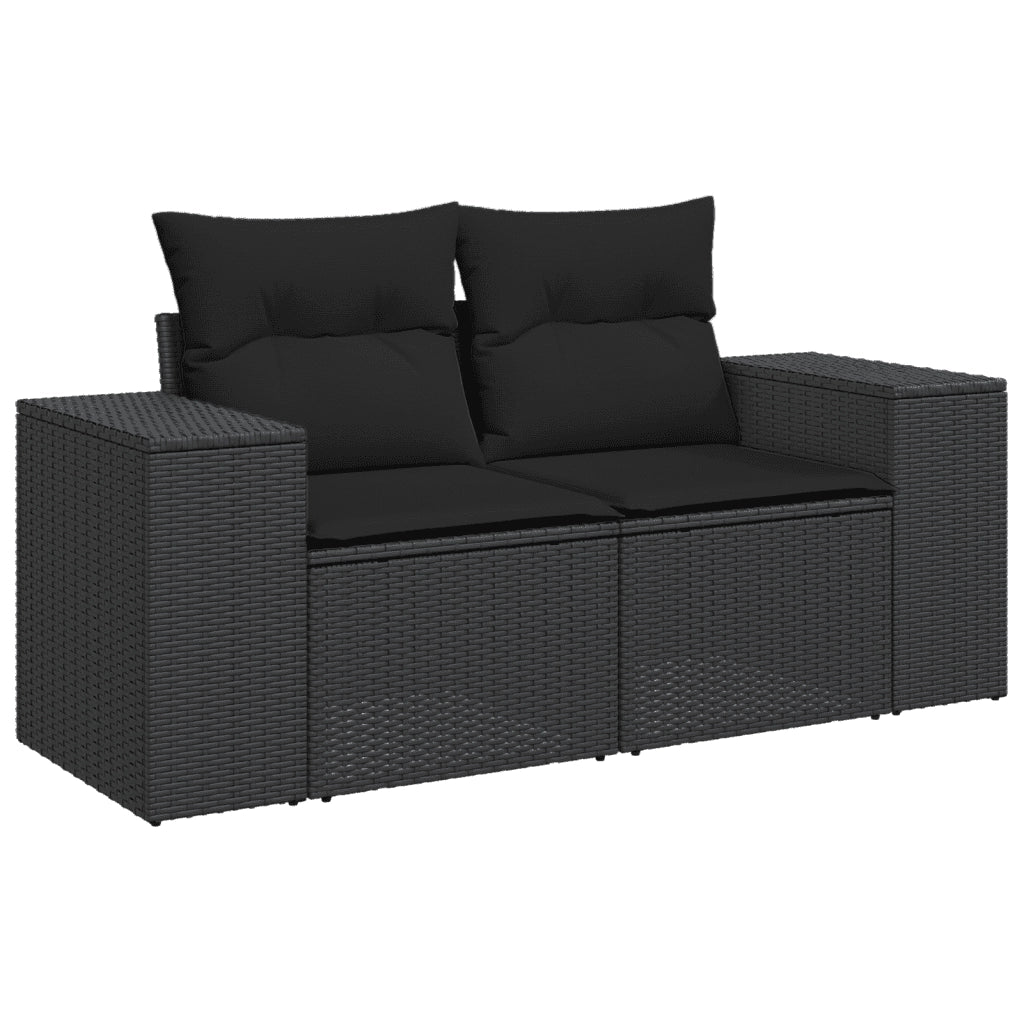 Set Divani da Giardino 5 pz con Cuscini in Polyrattan Nero 3225425