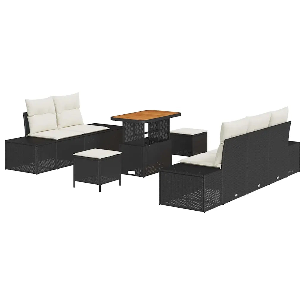 Set Divano da Giardino con cuscino 8 pcs Nero polyrattan 3362730