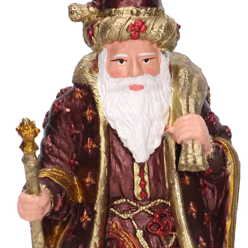 Babbo natale resina bordeaux e oro cm 12x10h20