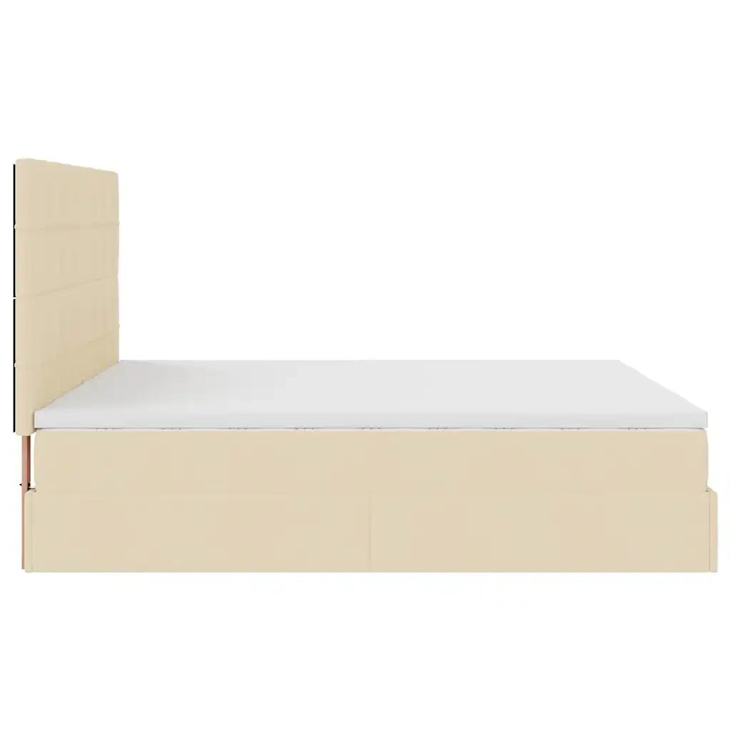 Struttura Letto Pouf con Materassi Crema 200x200 cm in Tessuto 3313704