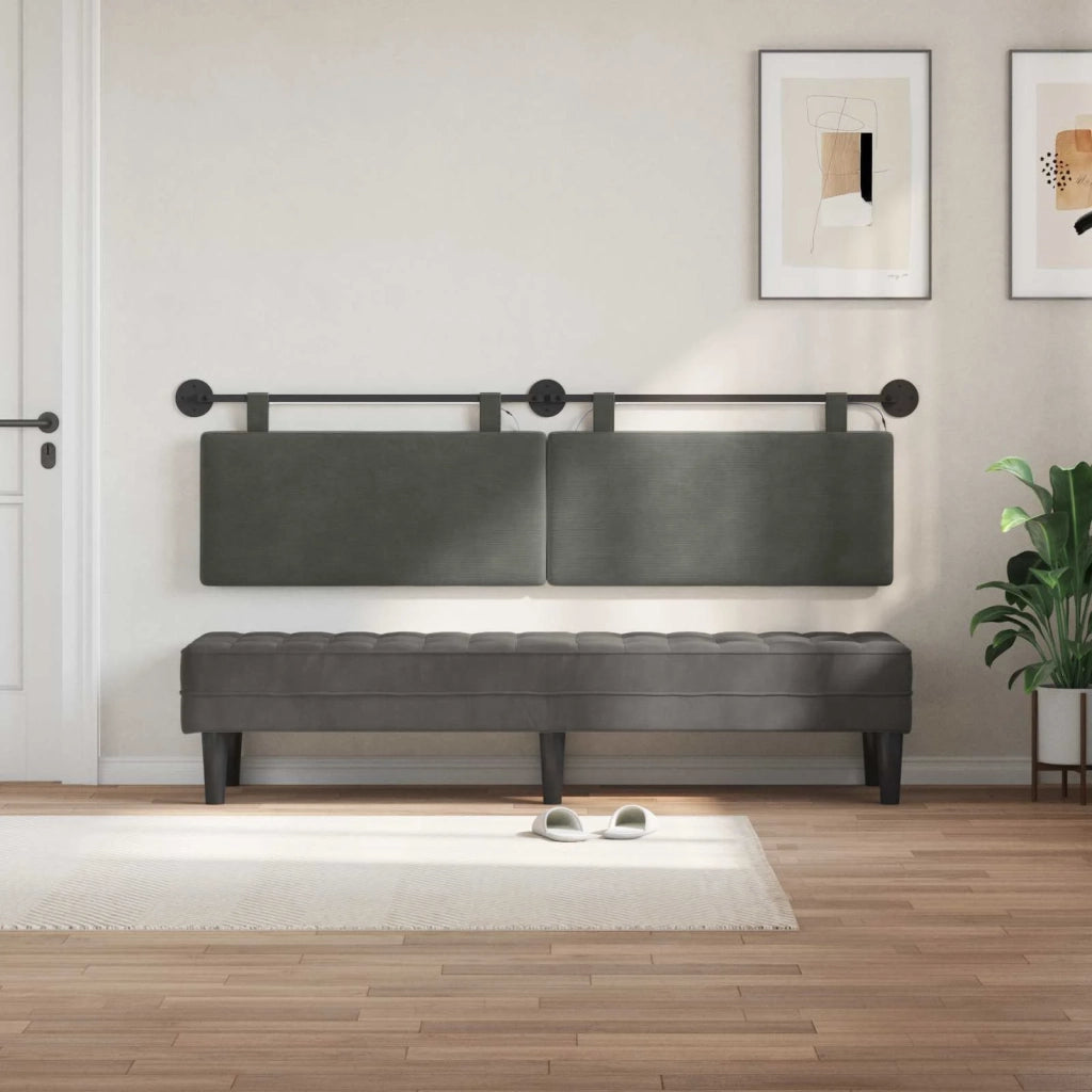 Testiera | Testata sospesa Con luce LED Grigio Scuro Tessuto in Cords